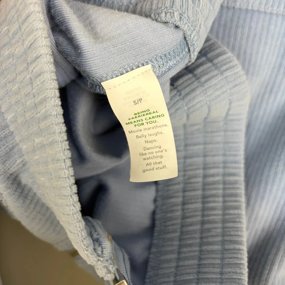 Aerie Groove-On Velour Crop Jacket Monaco Blue Casual Cozy Soft Girl Size Small